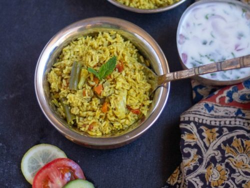 Thalassery Veg Briyani and Raita