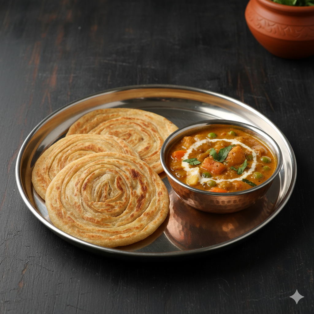 Navaratna kuruma + Wheat Parotta