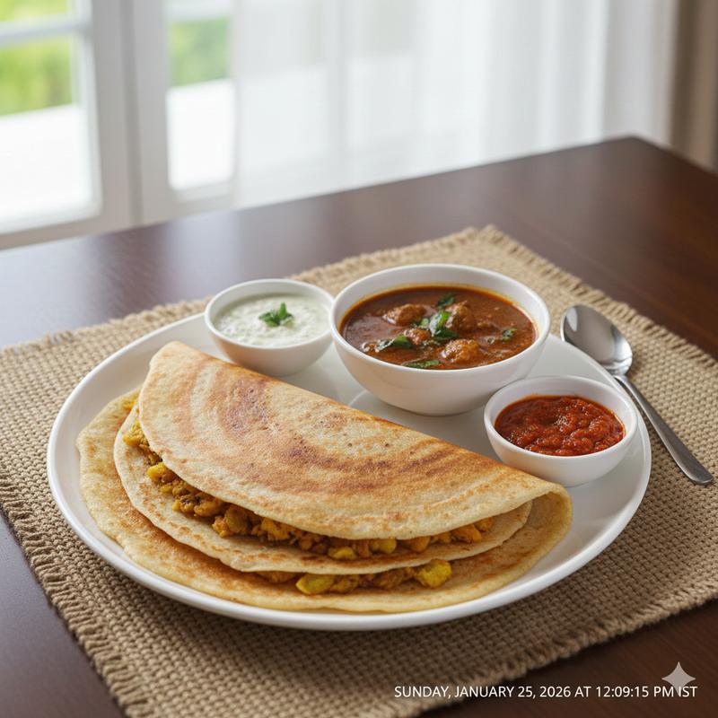 Masala Dosa + Chicken Salna