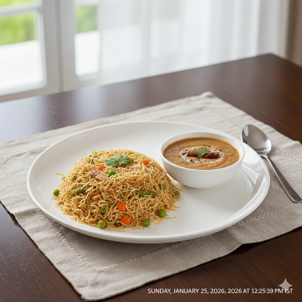 Vermicelli Semiya + Peanut Chutney