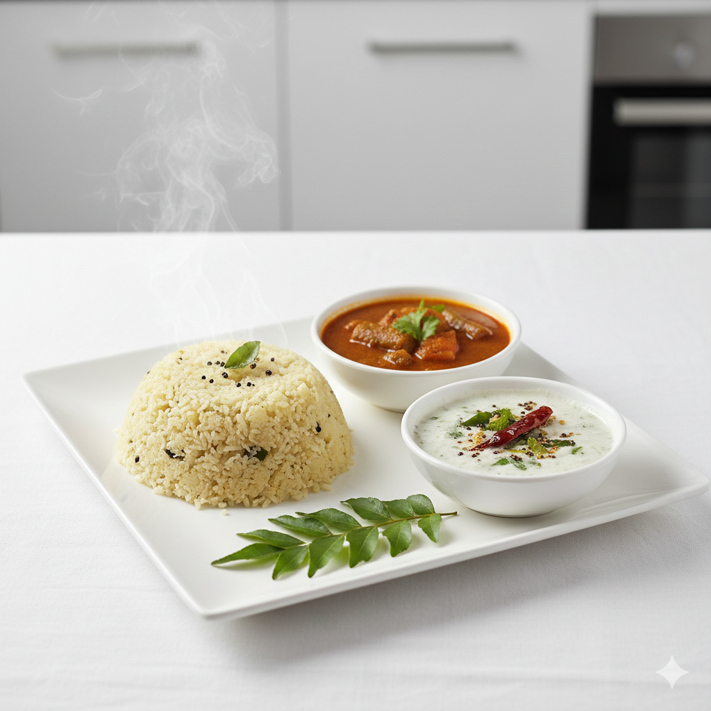 Ven pongal + Breakfast Sambar + Coconut Chutney