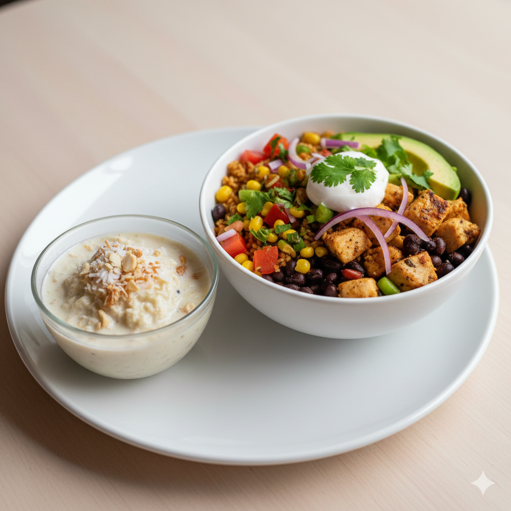 Elaneer Payasam + Burrito bowl