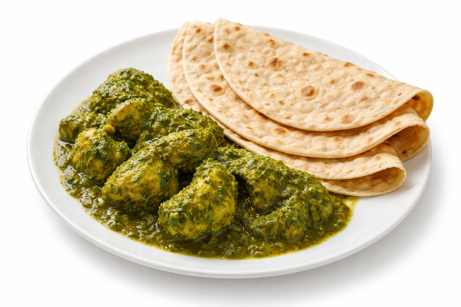 Chapathi and hariyali chicken