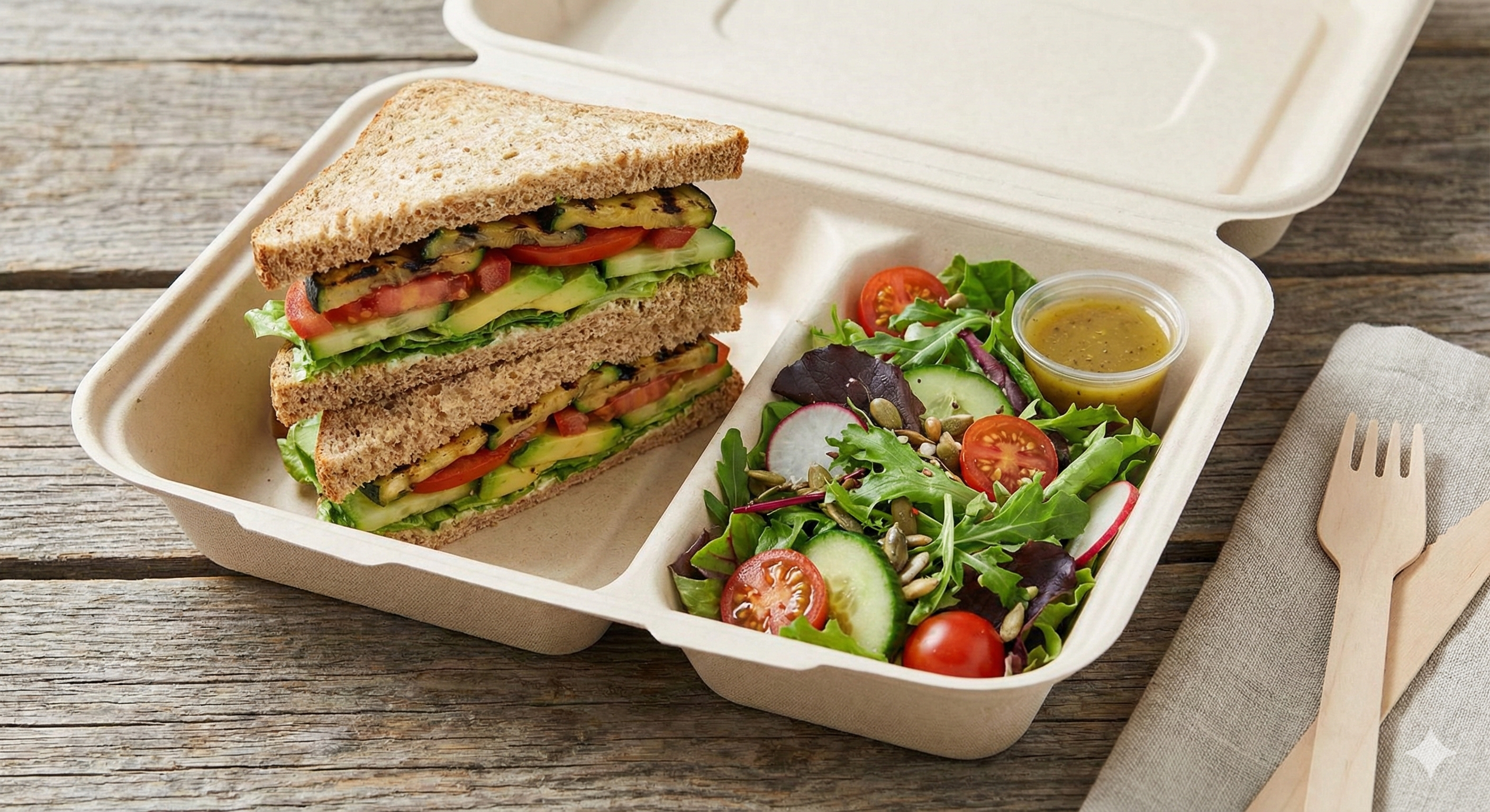 Veg club Sandwich + Green salad